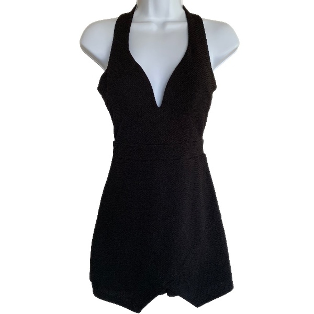 Black Plunging Neckline Dress - Sarah La